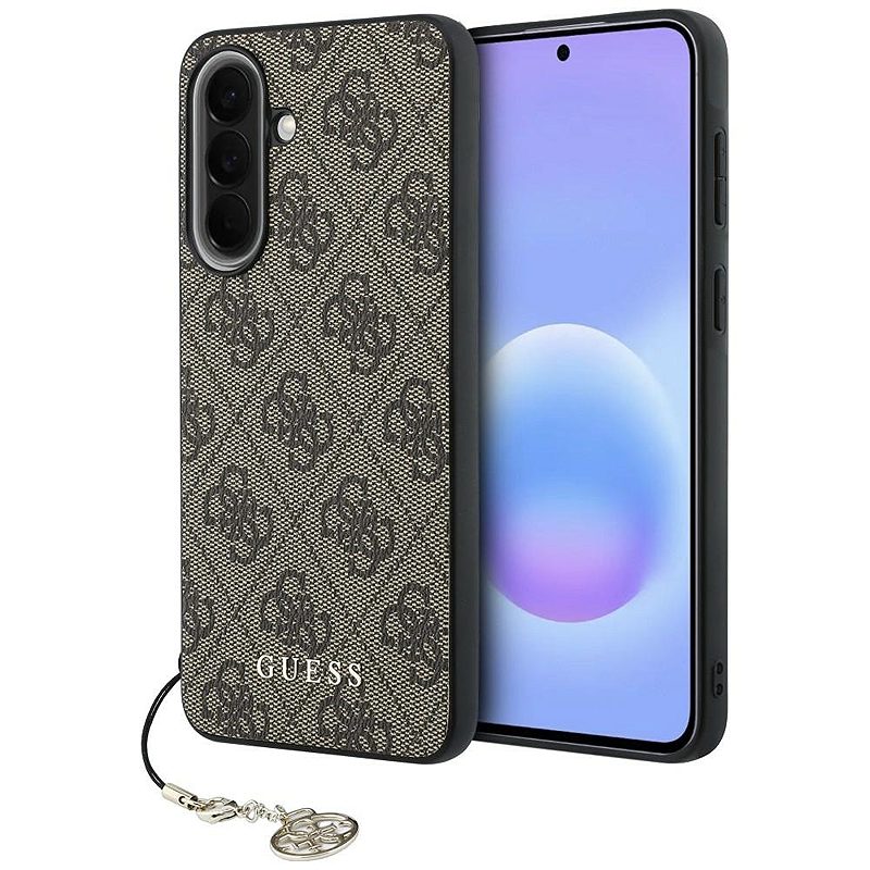 Guess HC PU 4G Classic Logo case with charm for Samsung Galaxy A57 brown