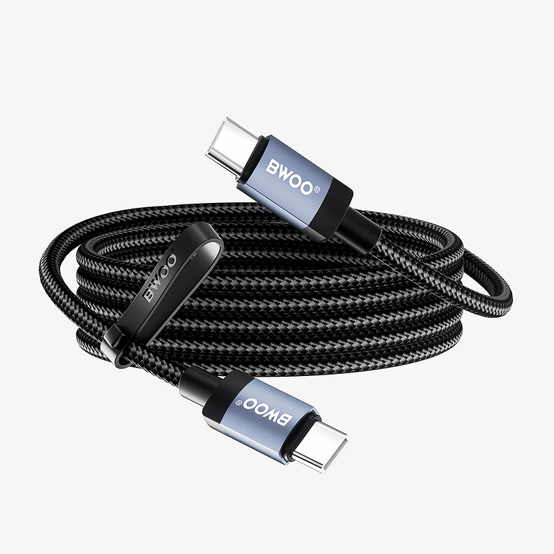 BWOO BO-X401CC braided cable USB-C - USB-C 1m PD 65W black - Billede 2