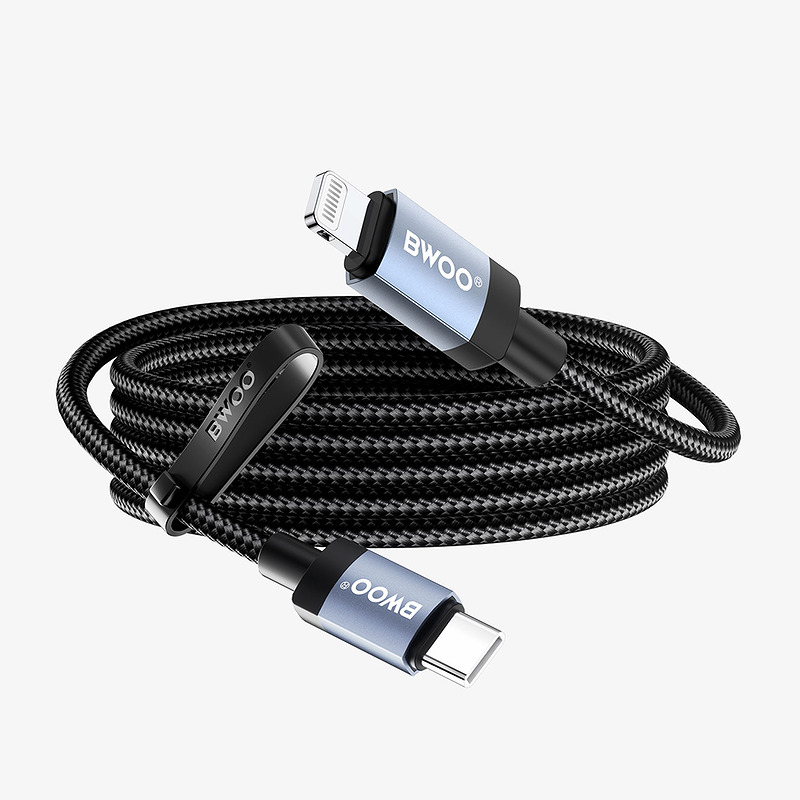 BWOO BO-X401CL braided cable USB-C - Lightning 1m PD 30W black - Billede 2