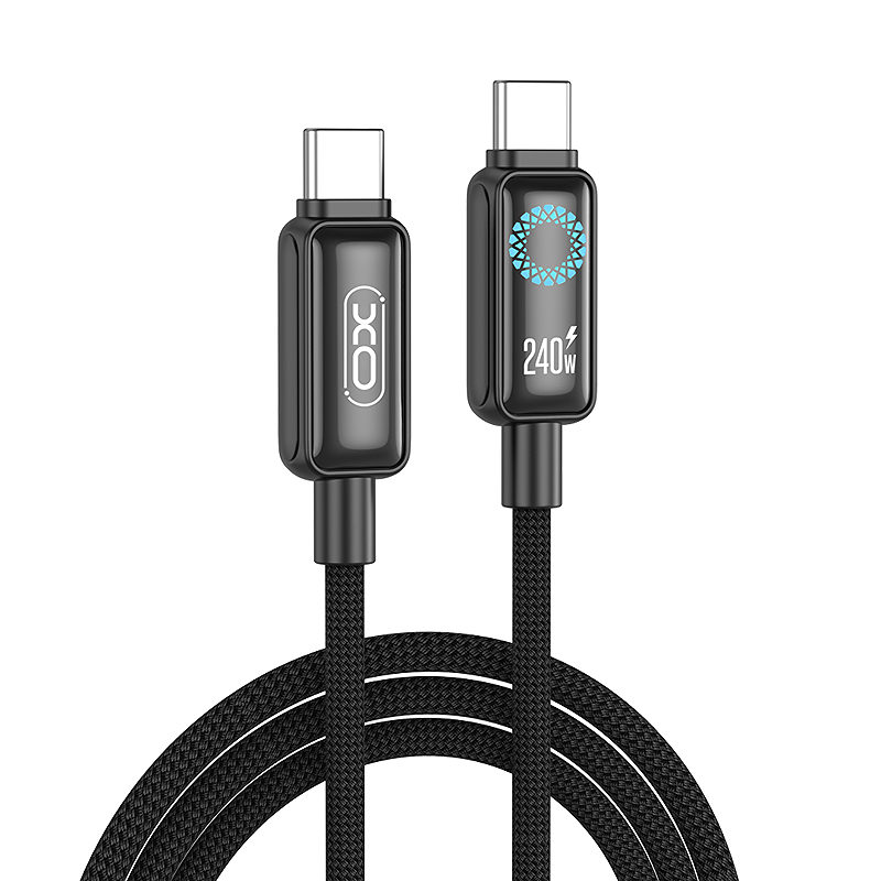 XO cable NB-Q312B PD USB-C - USB-C 2,0m 240W black with LED