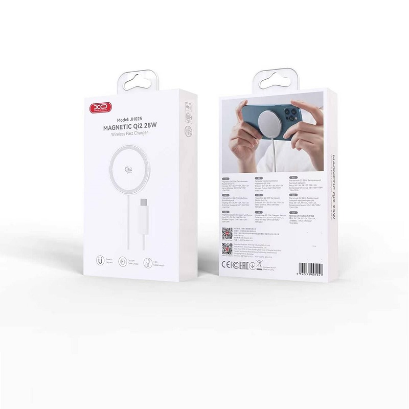 XO wireless inductive charger QI2.2 JH025 magnetic white - Billede 2