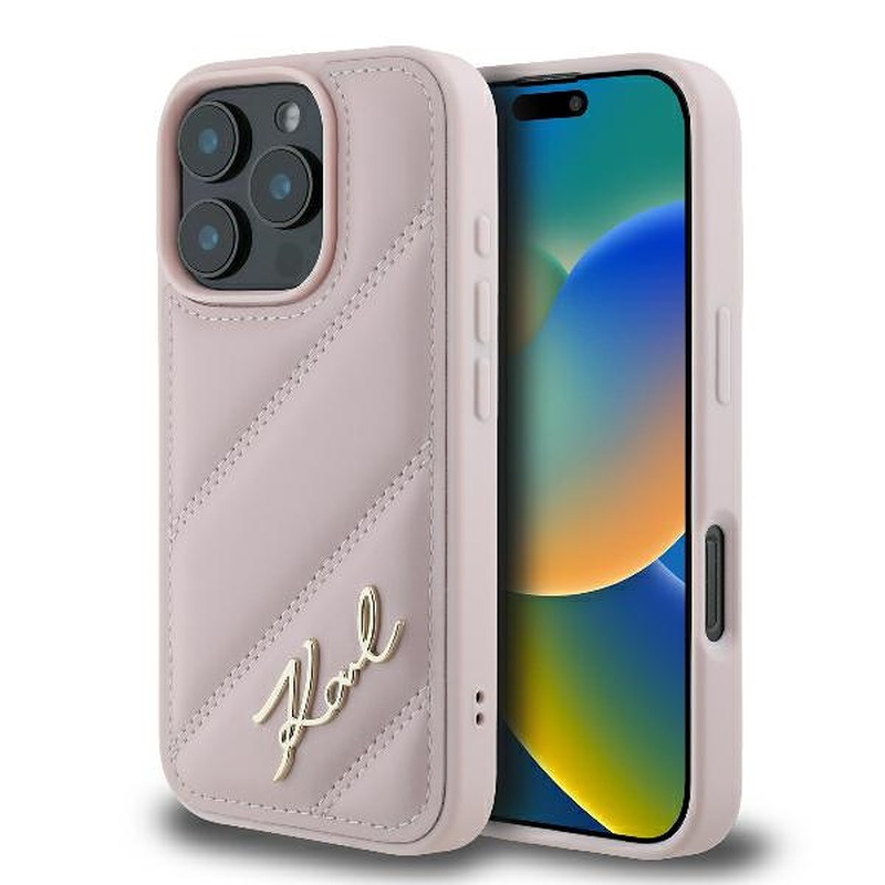 Karl Lagerfeld KLHCP16LPQDSMGP iPhone 16 Pro hardcase Quilted Signature pink