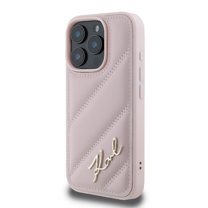 Karl Lagerfeld KLHCP16LPQDSMGP iPhone 16 Pro hardcase Quilted Signature pink - Billede 2