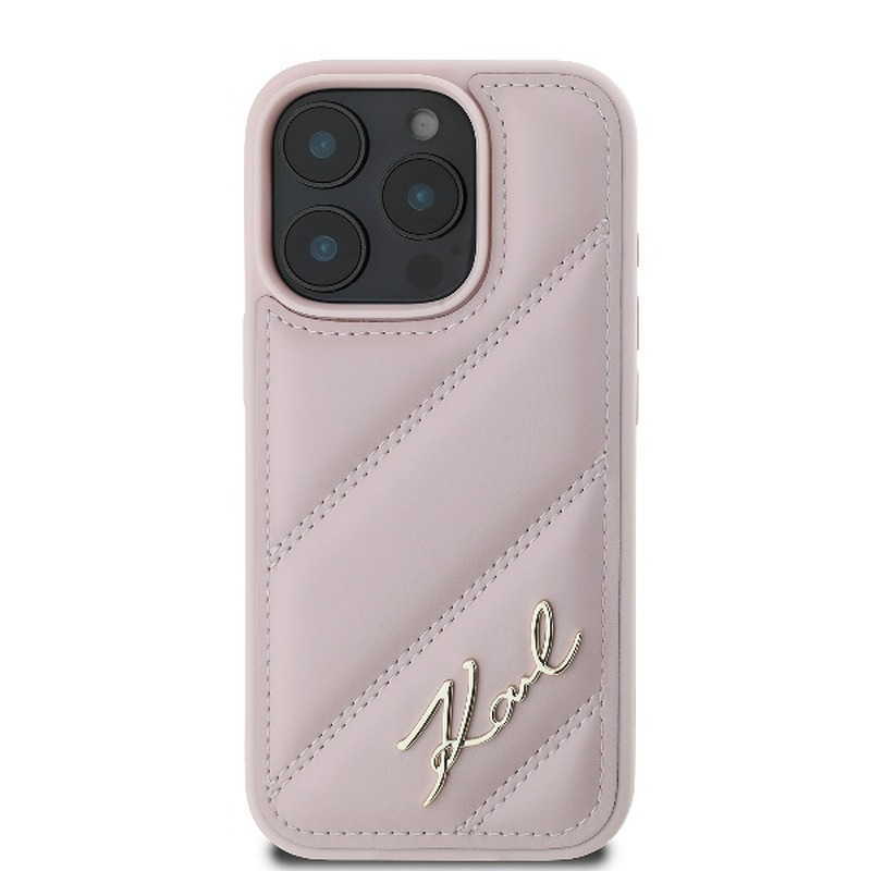 Karl Lagerfeld KLHCP16LPQDSMGP iPhone 16 Pro hardcase Quilted Signature pink - Billede 3