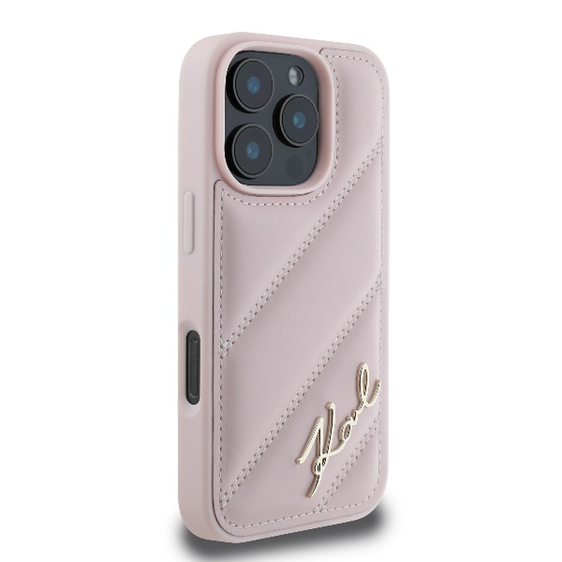 Karl Lagerfeld KLHCP16LPQDSMGP iPhone 16 Pro hardcase Quilted Signature pink - Billede 4