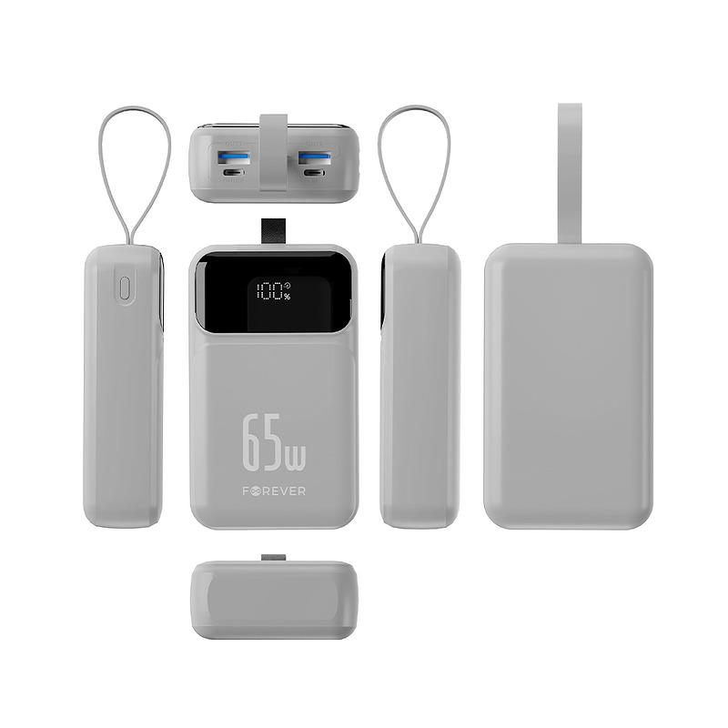 Forever power bank Vibe-TB65 PD QC 65W 20000 mAh silver - Billede 5