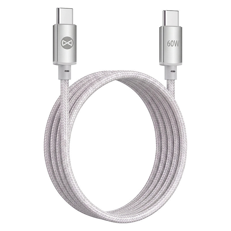 Forever Vibe cable USB-C - USB-C 1,0 m 60W silver