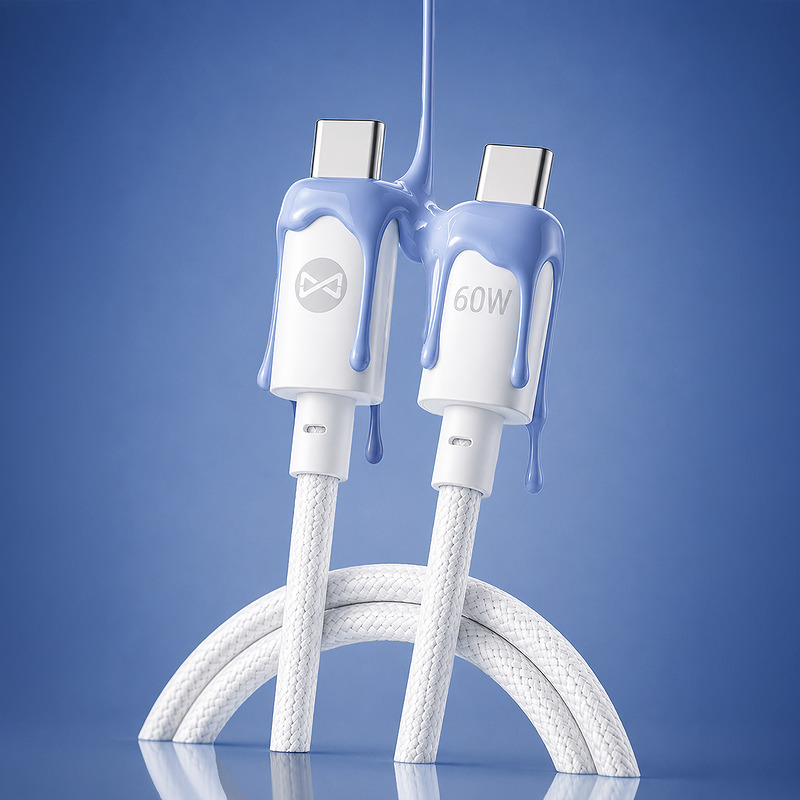 Forever Vibe cable USB-C - USB-C 1,0 m 60W sky blue - Billede 4