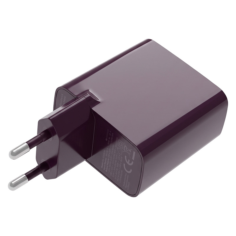 Forever Vibe-TC45AC GaN PD QC charger 1x USB-C 1x USB 45W dark cherry - Billede 5