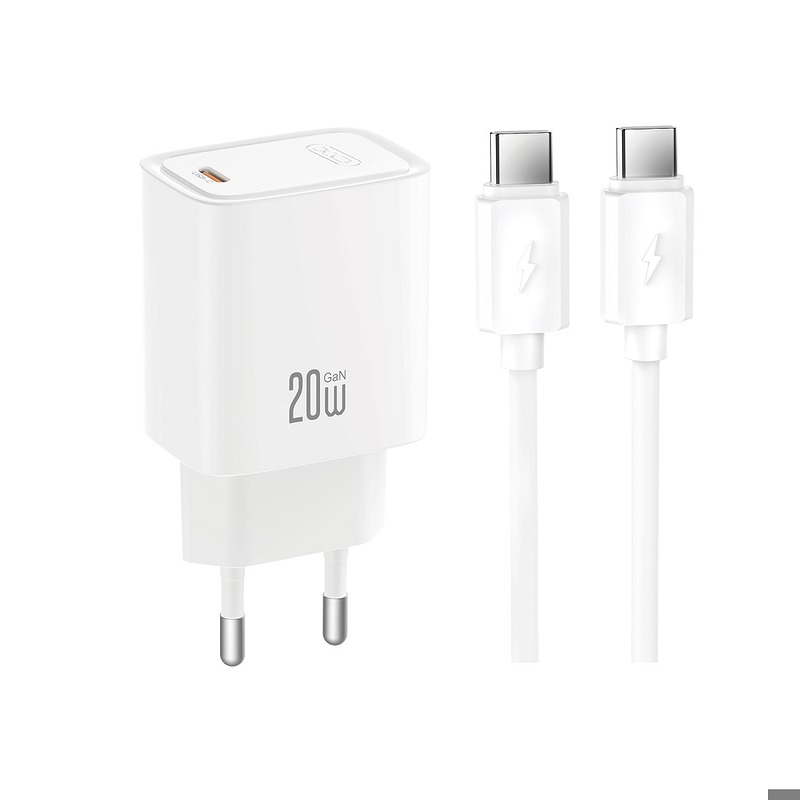 XO wall charger CE51 PD 20W 1x USB-C white + USB-C - USB-C cable
