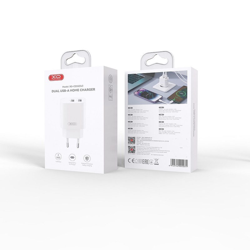 XO wall charger CE55 2x USB 2,4A white - Billede 5