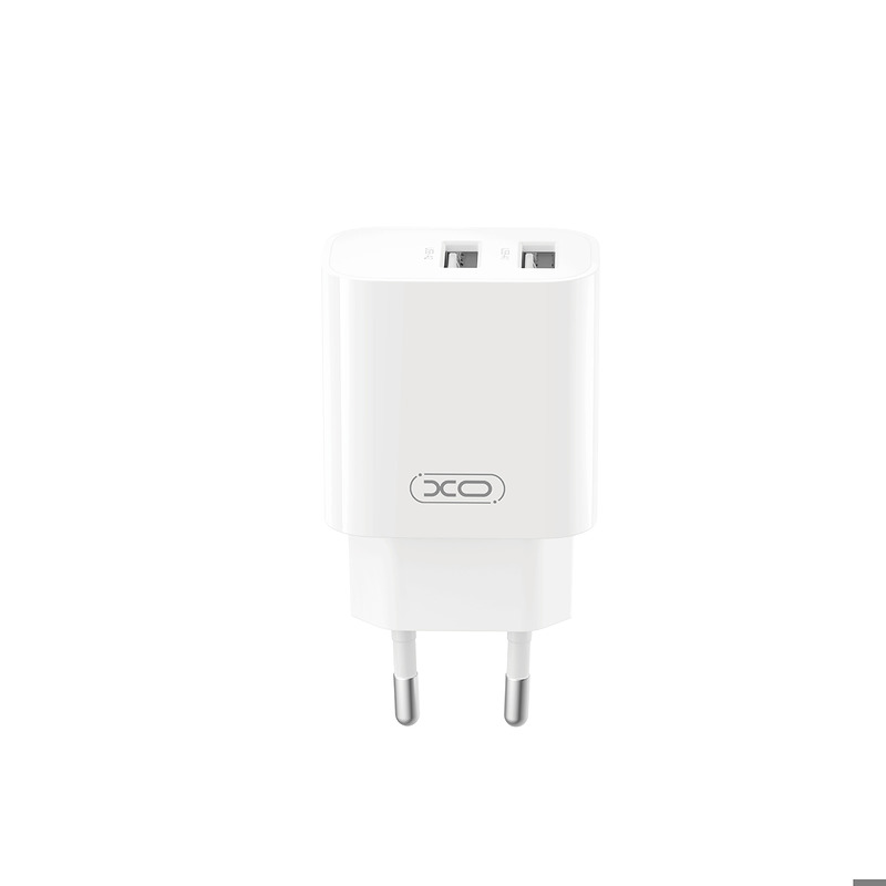XO wall charger CE55 2x USB 2,4A white + USB-C cable - Billede 2