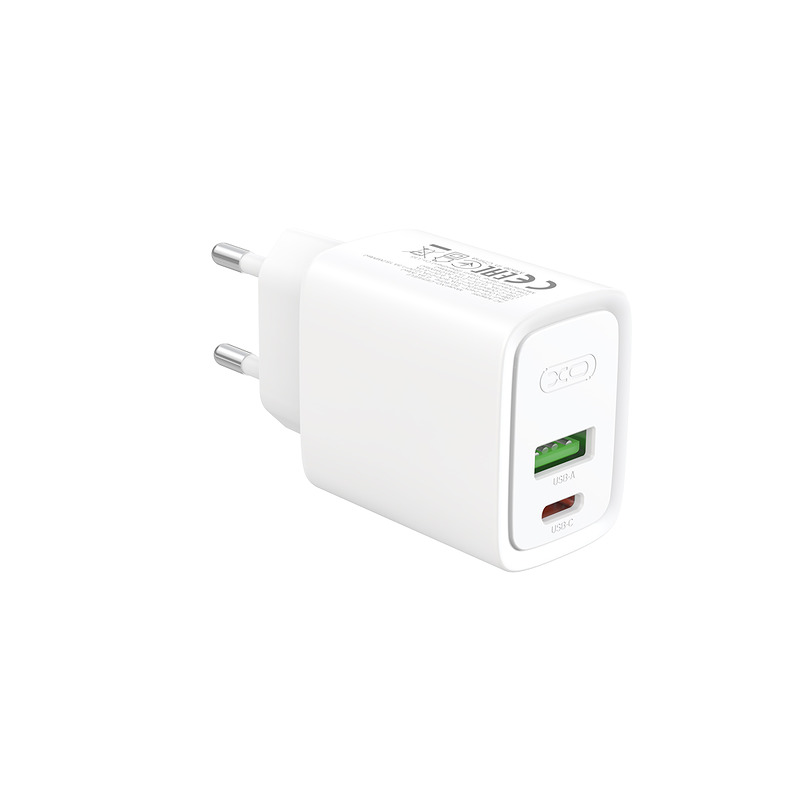 XO wall charger CE54 PD 30W 1x USB-C 1x USB white - Billede 3