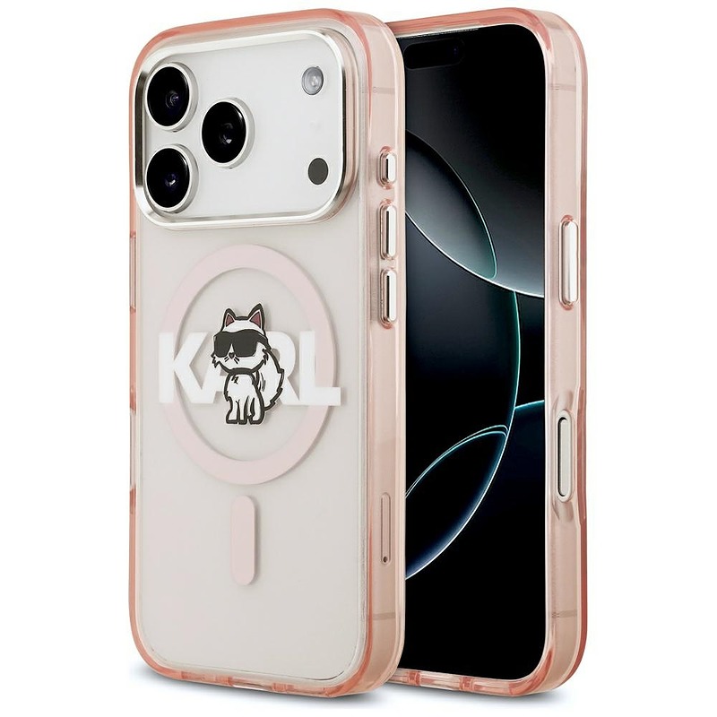 Karl Lagerfeld case for iPhone 17 Pro 6,3" IML Choupette Sketch Logo MagSafe pink