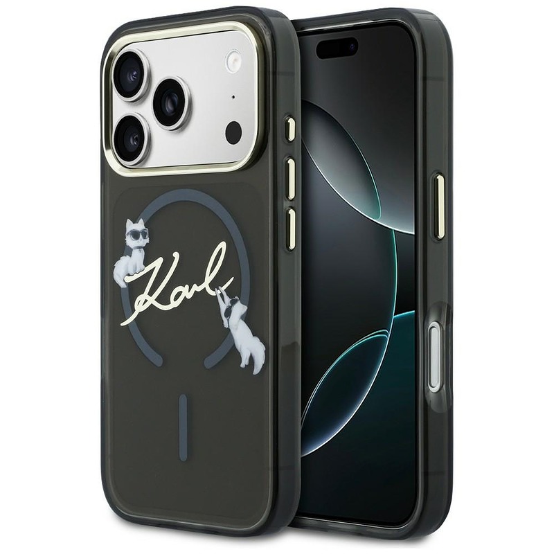 Karl Lagerfeld case for iPhone 17 Pro 6,3" IML Choupettes Karl Script Logo MagSafe black