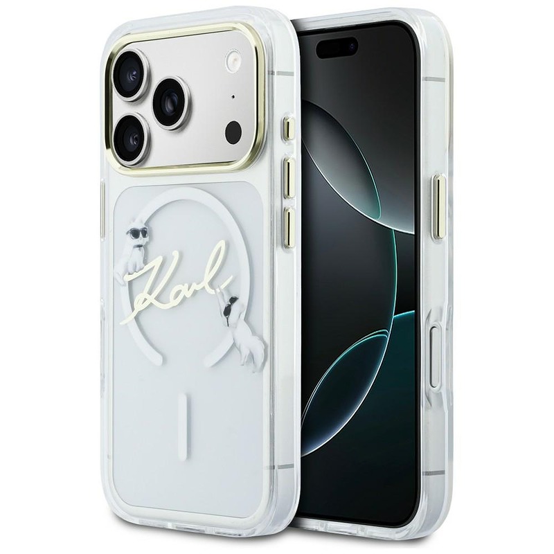 Karl Lagerfeld case for iPhone 17 Pro 6,3" IML Choupettes Karl Script Logo MagSafe transparent