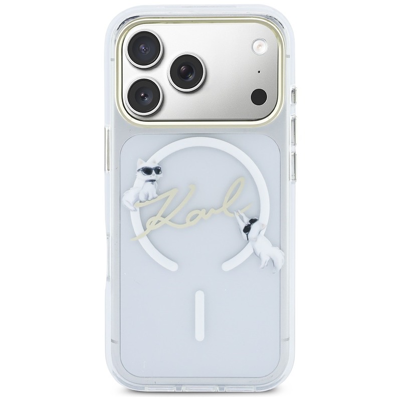 Karl Lagerfeld case for iPhone 17 Pro 6,3" IML Choupettes Karl Script Logo MagSafe transparent - Billede 3