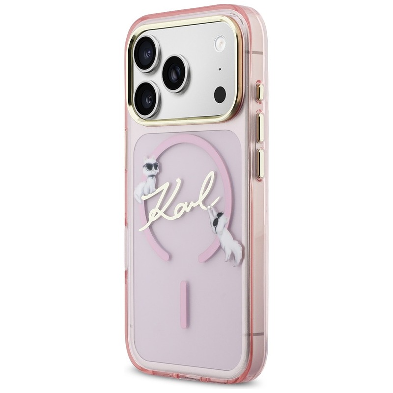 Karl Lagerfeld case for iPhone 17 Pro Max 6,9" IML Choupettes Karl Script Logo MagSafe pink - Billede 2