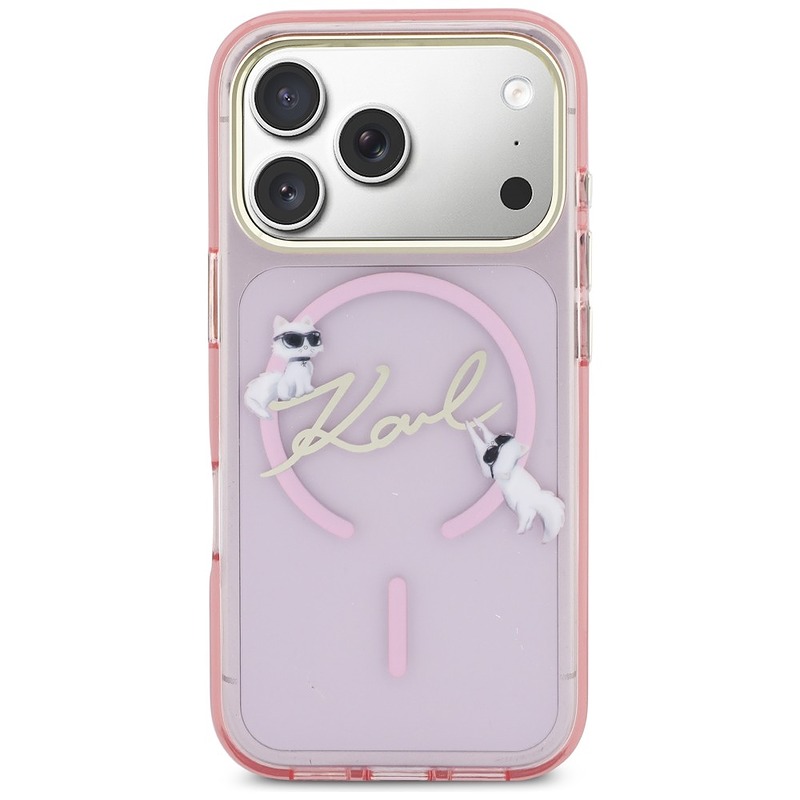 Karl Lagerfeld case for iPhone 17 Pro Max 6,9" IML Choupettes Karl Script Logo MagSafe pink - Billede 3