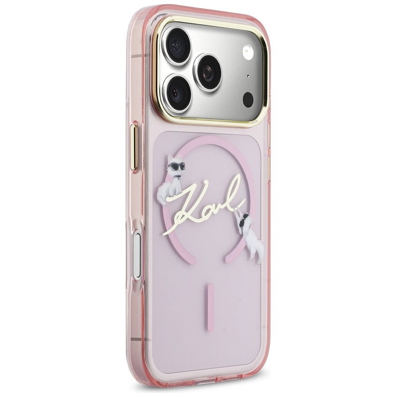 Karl Lagerfeld case for iPhone 17 Pro Max 6,9" IML Choupettes Karl Script Logo MagSafe pink - Billede 4