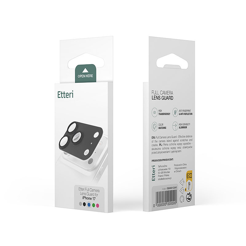 Etteri full camera lens guard for iPhone 18 Pro dark grey - Billede 5