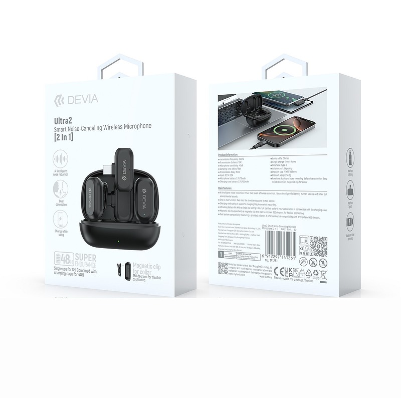 Devia microphone for smartphone USB-C wireless 2in1 black - Billede 4