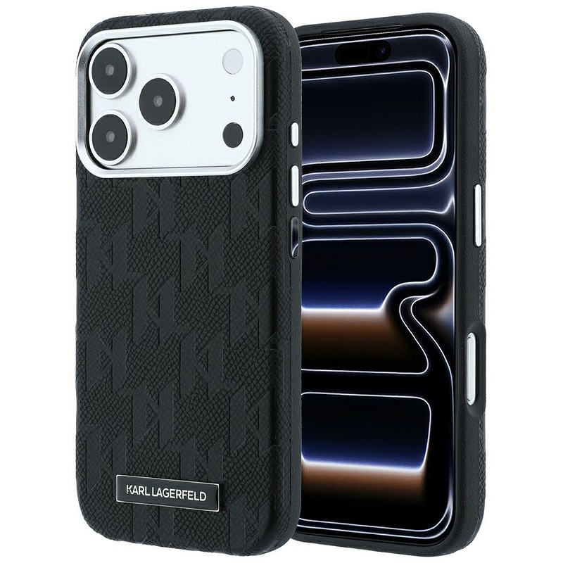 Karl Lagerfeld Grained Mono Resin Logo MagSafe case for iPhone 18 Pro / 17 Pro Max / 17 Pro Max black