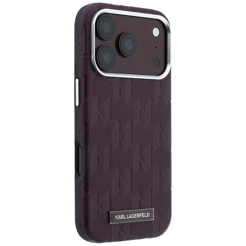 Karl Lagerfeld Grained Mono Resin Logo MagSafe case for iPhone 18 Pro Max / 17 Pro Max burgundy - Billede 4