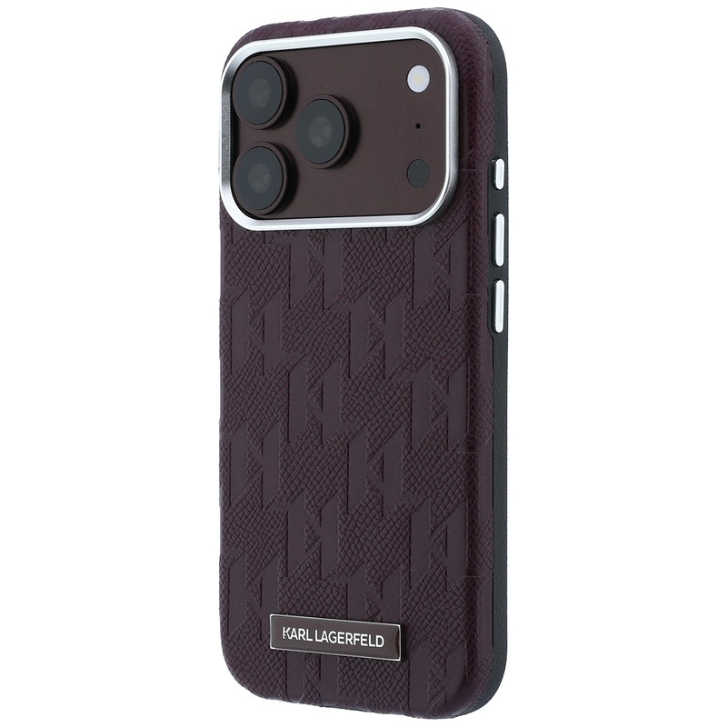 Karl Lagerfeld Grained Mono Resin Logo MagSafe case for iPhone 18 Pro / 17 Pro burgundy - Billede 2