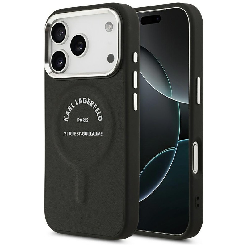 Karl Lagerfeld Embossed Open Ring RSG Logo MagSafe case for iPhone 18 Pro Max / 17 Pro Max black