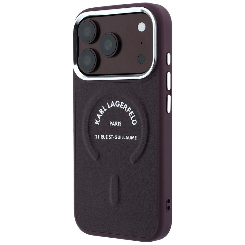 Karl Lagerfeld Embossed Open Ring RSG Logo MagSafe case for iPhone 18 Pro / 17 Pro burgundy - Billede 2