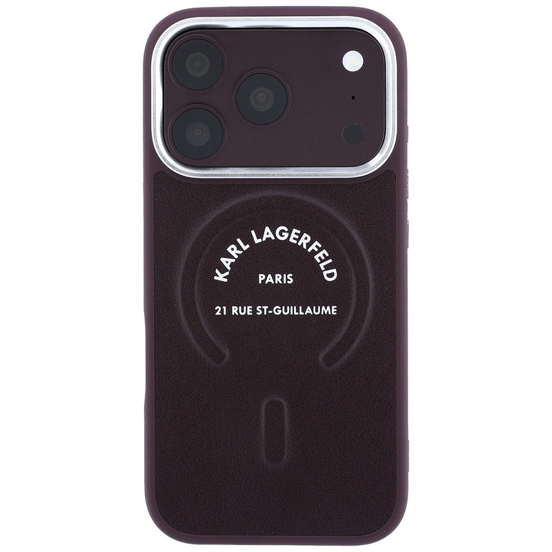 Karl Lagerfeld Embossed Open Ring RSG Logo MagSafe case for iPhone 18 Pro / 17 Pro burgundy - Billede 3
