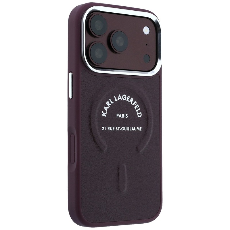 Karl Lagerfeld Embossed Open Ring RSG Logo MagSafe case for iPhone 18 Pro / 17 Pro burgundy - Billede 4