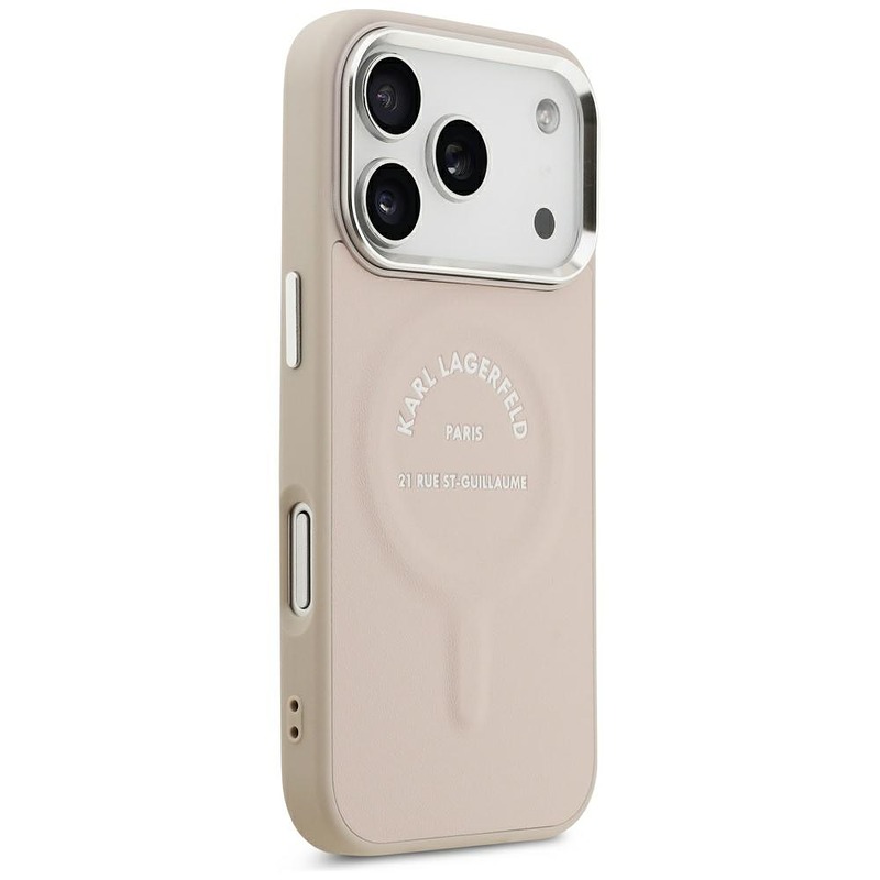 Karl Lagerfeld Embossed Open Ring RSG Logo MagSafe case for iPhone 18 Pro / 17 Pro pink - Billede 4