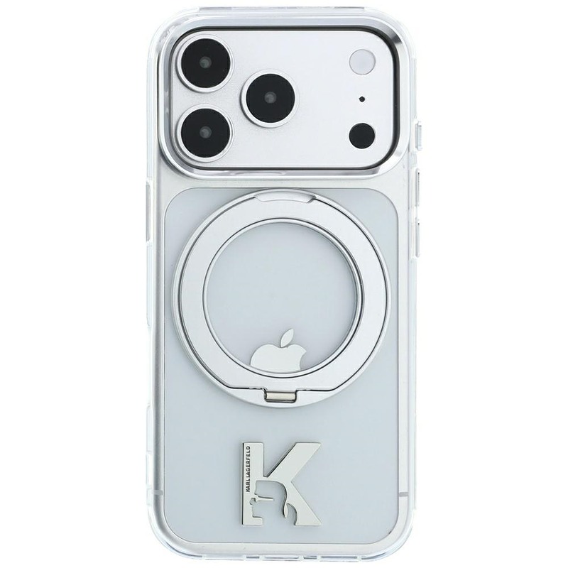 Karl Lagerfeld IML Ring Stand 360 Kameo Metal MagSafe case for iPhone 18 Pro Max / 17 Pro Max transparent