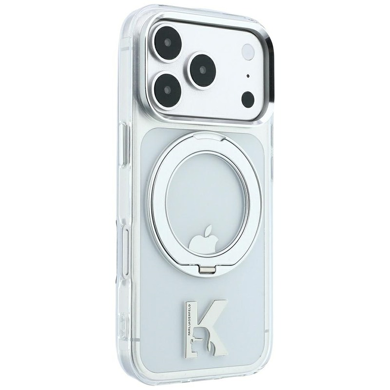 Karl Lagerfeld IML Ring Stand 360 Kameo Metal MagSafe case for iPhone 18 Pro Max / 17 Pro Max transparent - Billede 4