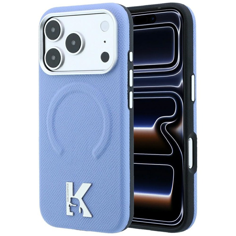 Karl Lagerfeld Grained Embossed Ring & Kameo Logo MagSafe case for Iphone 18 Pro / 17 Pro blue