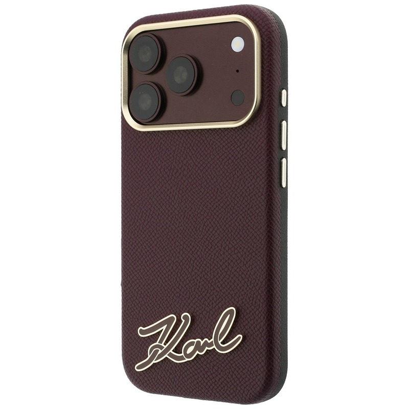 Karl Lagerfeld Grained with Resin Signature Logo MagSafe case for Iphone 18 Pro Max / 17 Pro Max burgundy - Billede 2