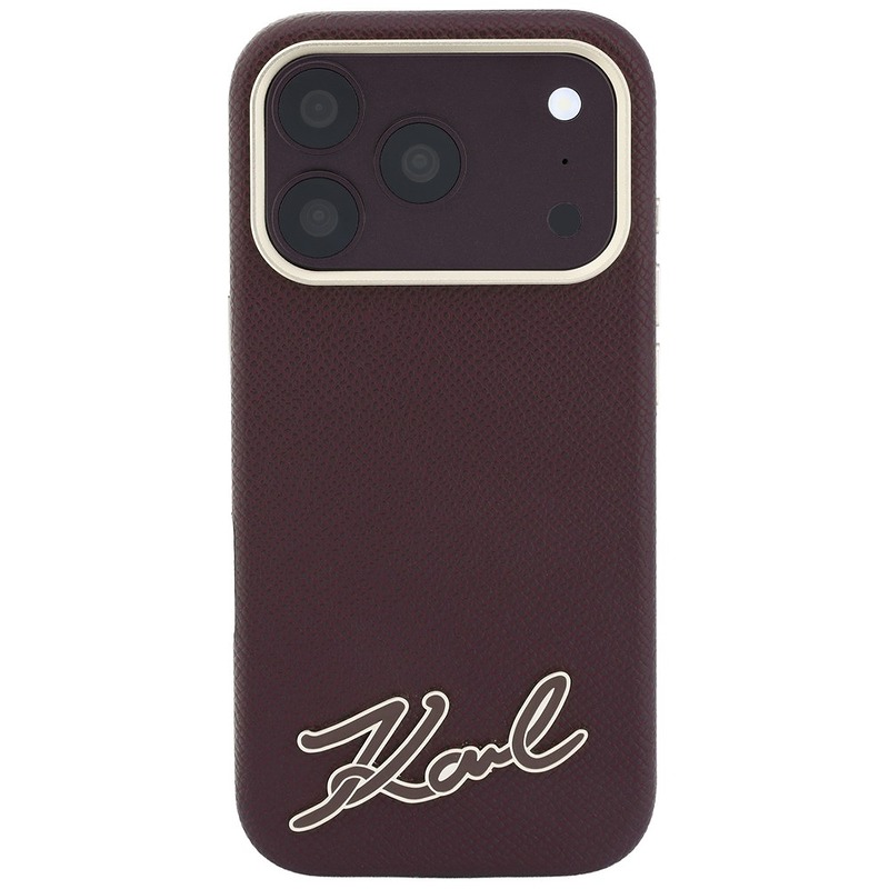 Karl Lagerfeld Grained with Resin Signature Logo MagSafe case for Iphone 18 Pro Max / 17 Pro Max burgundy - Billede 3