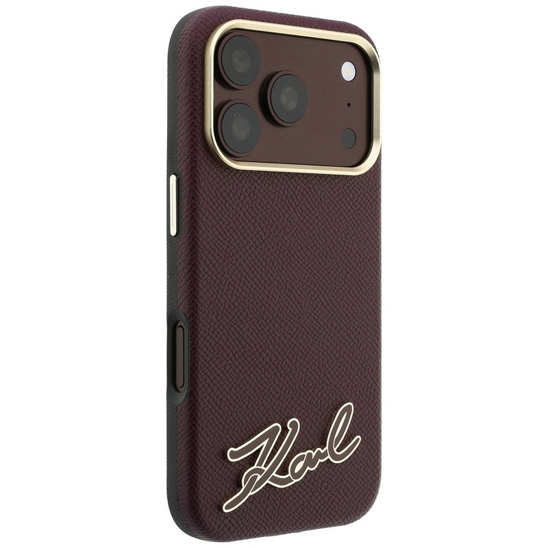 Karl Lagerfeld Grained with Resin Signature Logo MagSafe case for Iphone 18 Pro Max / 17 Pro Max burgundy - Billede 4