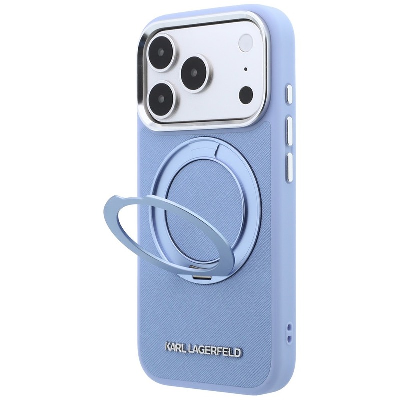 Karl Lagerfeld Ring Stand 360 Saffiano Classic Logo MagSafe case for Iphone 18 Pro / 17 Pro blue - Billede 2