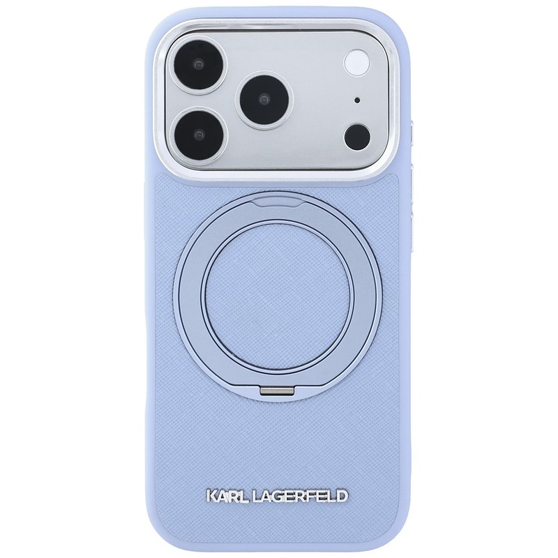 Karl Lagerfeld Ring Stand 360 Saffiano Classic Logo MagSafe case for Iphone 18 Pro / 17 Pro blue - Billede 3