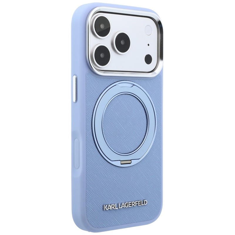 Karl Lagerfeld Ring Stand 360 Saffiano Classic Logo MagSafe case for Iphone 18 Pro / 17 Pro blue - Billede 4