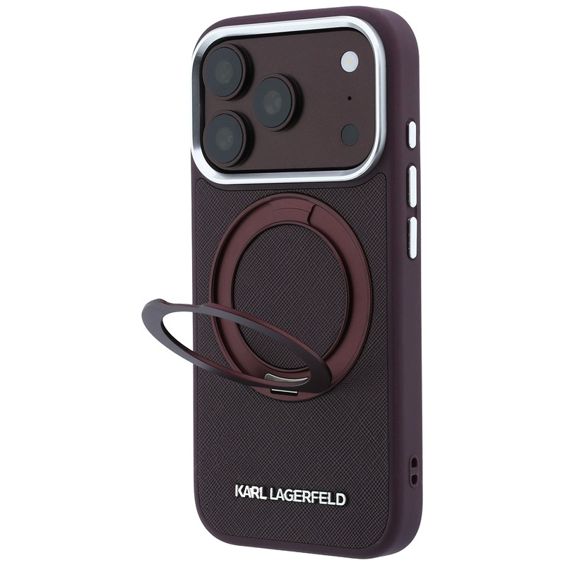 Karl Lagerfeld Ring Stand 360 Saffiano Classic Logo MagSafe case for Iphone 18 Pro Max / 17 Pro Max burgundy - Billede 2