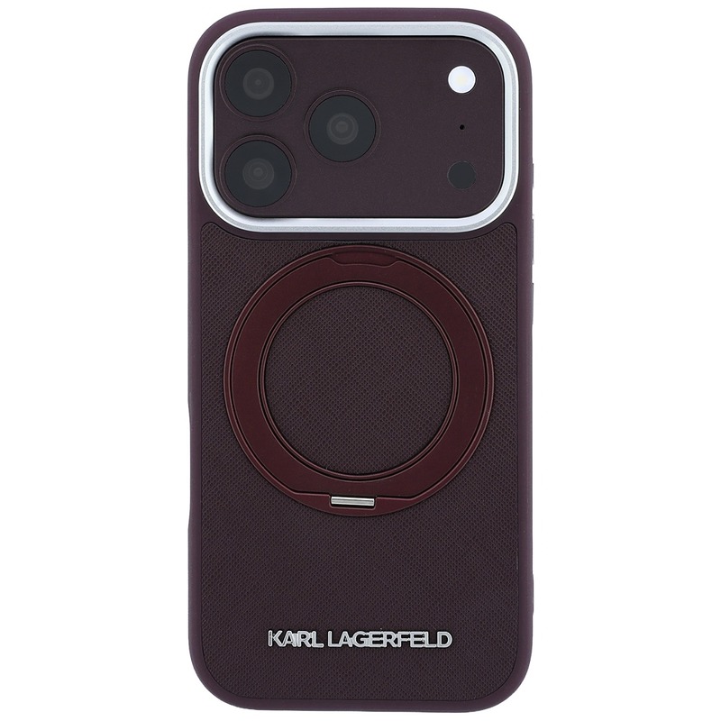 Karl Lagerfeld Ring Stand 360 Saffiano Classic Logo MagSafe case for Iphone 18 Pro Max / 17 Pro Max burgundy - Billede 3