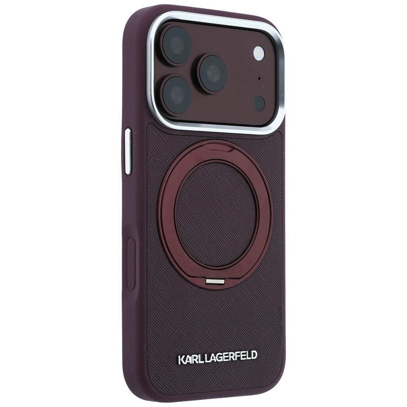 Karl Lagerfeld Ring Stand 360 Saffiano Classic Logo MagSafe case for Iphone 18 Pro Max / 17 Pro Max burgundy - Billede 4