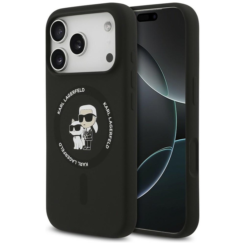 Karl Lagerfeld Silicone Karl&Choupette Ring MagSafe case for Iphone 18 Pro / iPhone 17 Pro black