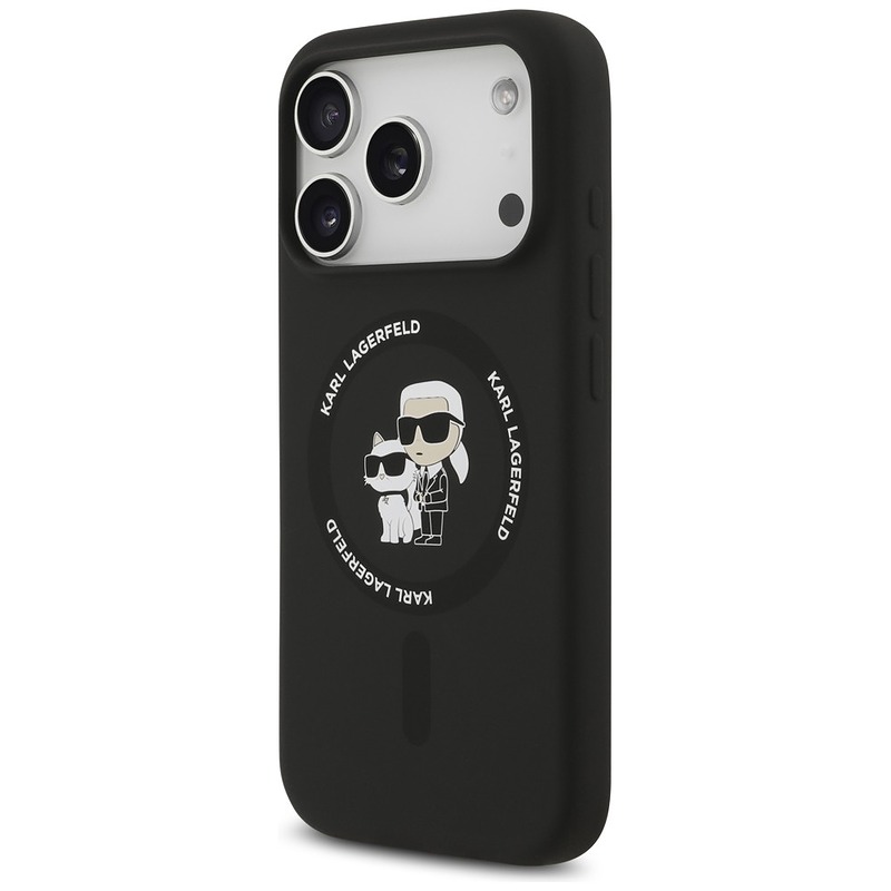 Karl Lagerfeld Silicone Karl&Choupette Ring MagSafe case for Iphone 18 Pro / iPhone 17 Pro black - Billede 2
