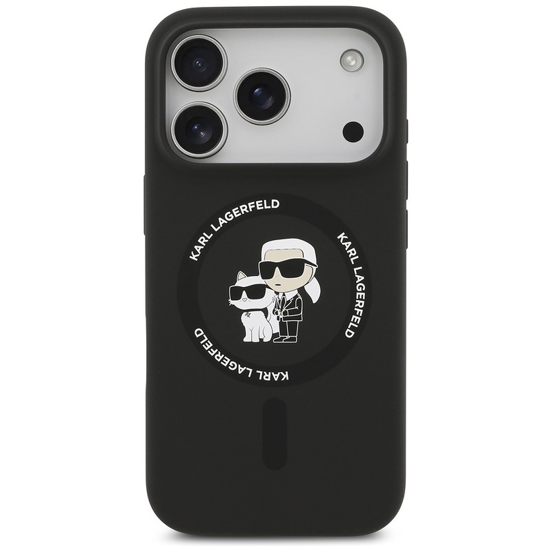 Karl Lagerfeld Silicone Karl&Choupette Ring MagSafe case for Iphone 18 Pro / iPhone 17 Pro black - Billede 3