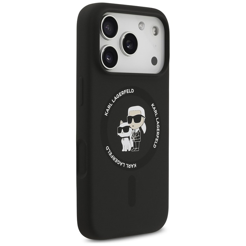 Karl Lagerfeld Silicone Karl&Choupette Ring MagSafe case for Iphone 18 Pro / iPhone 17 Pro black - Billede 4